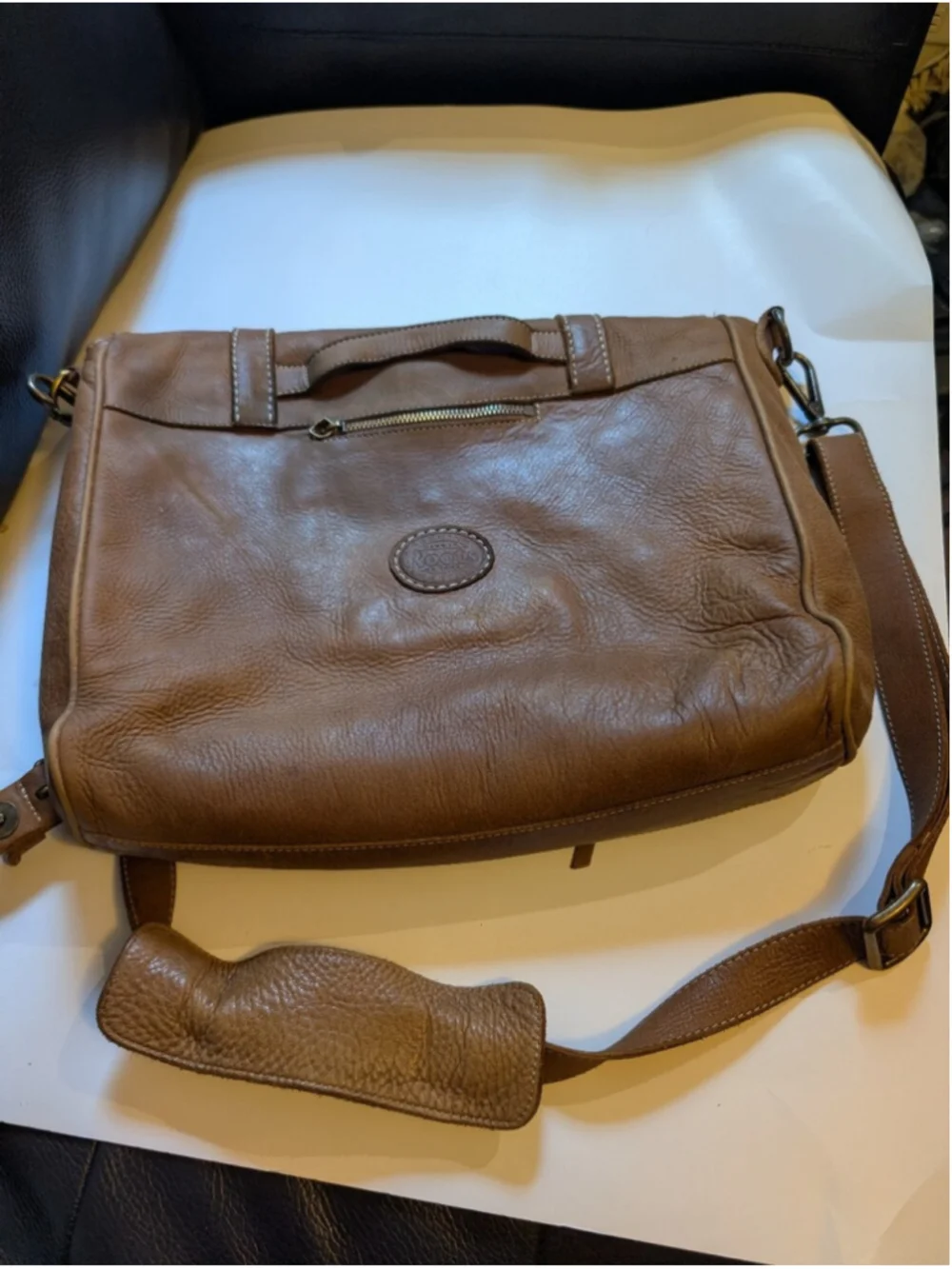 Roots Vintage Made In Canada Leather Laptop Messenger Tribe Bag Satchel Brown Ii